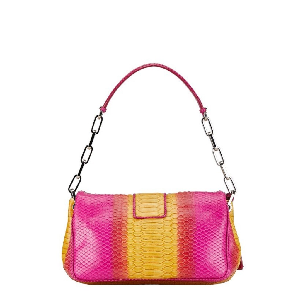 Dior Lock Chain Shoulder Bag Python Leather Pink … - image 3